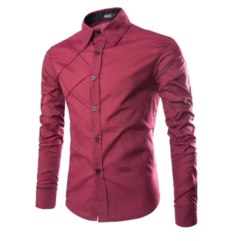 3 Renk M-XXXL Yenilik Tasarım Moda erkek Casual Gömlek Patchwork Uzun kollu Adam Özel Ekose Gömlek Slim Fit 210626