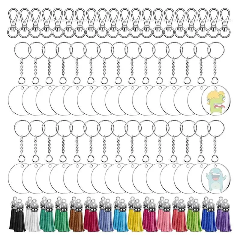 Ganci Rails -150Pcs Kit portachiavi vuoto trasparente con nappe portachiavi, clip, anelli portachiavi e salto