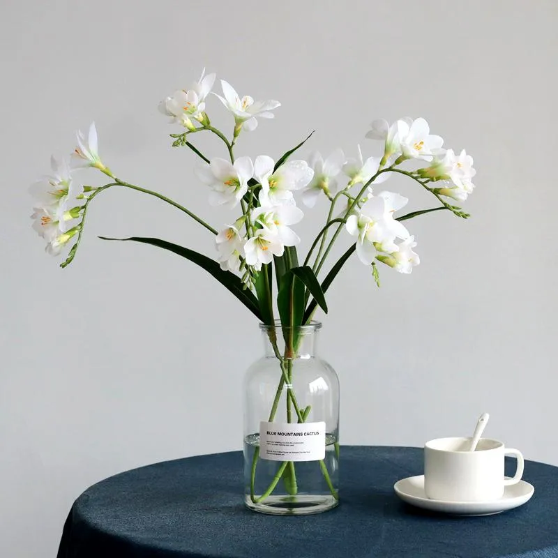 装飾的な花の花輪、造花、白い2つの敏感な香りの雪の蘭、エルロビー、オフィスの装飾、ホームポッティングフラワーAR