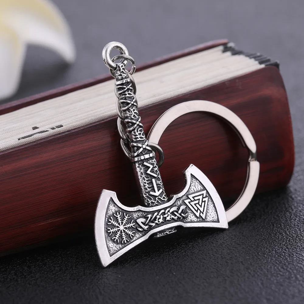 Fishhook Viking Keychain Punk Gothic Axe Talisman With Slavic