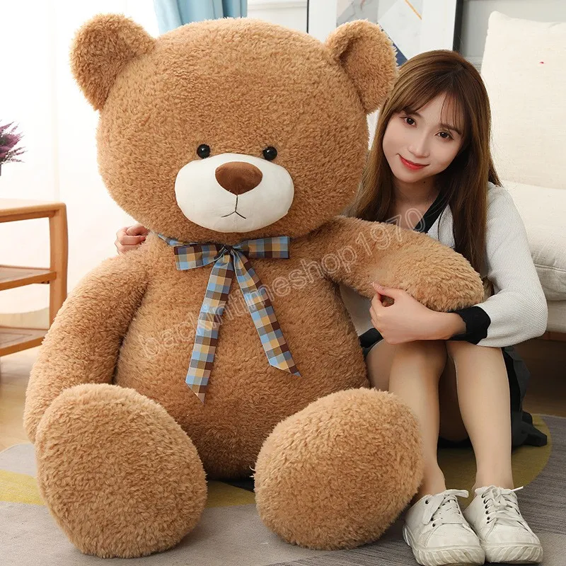 80 / 100cm grande urso de peluche boneca recheado animal urso com fita de pelúcia brinquedos crianças huggable travesseiro meninas valentine aniversário presentes