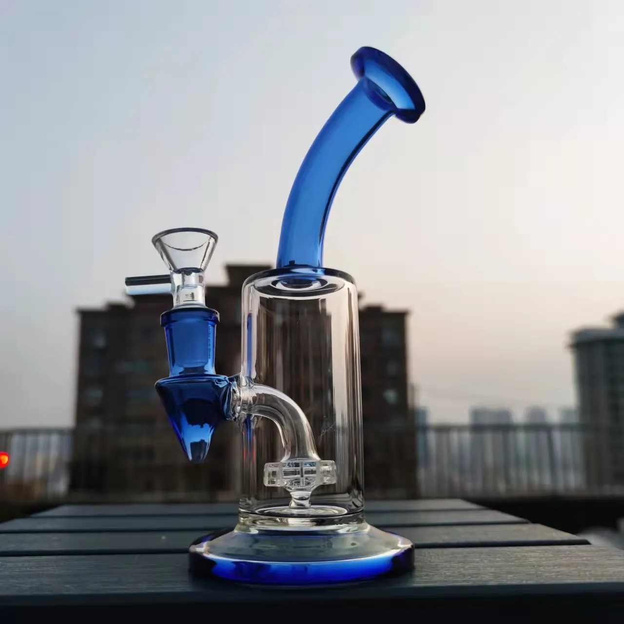 6.7 "blu narghilè tubo acqua mini vetro tabacco Bong becher base 14mm ciotola