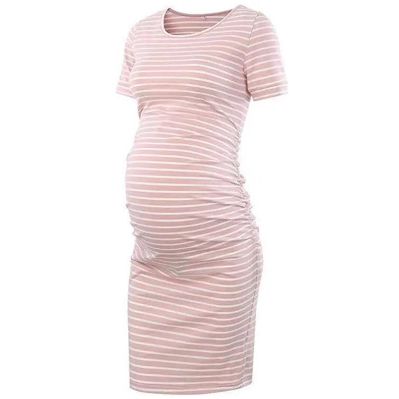 Arrivalcasual Striped Short-Sleeve Maternity Dress 210528