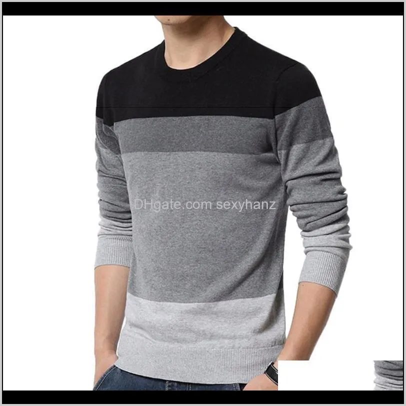 chic men sweaters color block o neck long sleeve pullover sweaters men`s blouse knitted sweater1