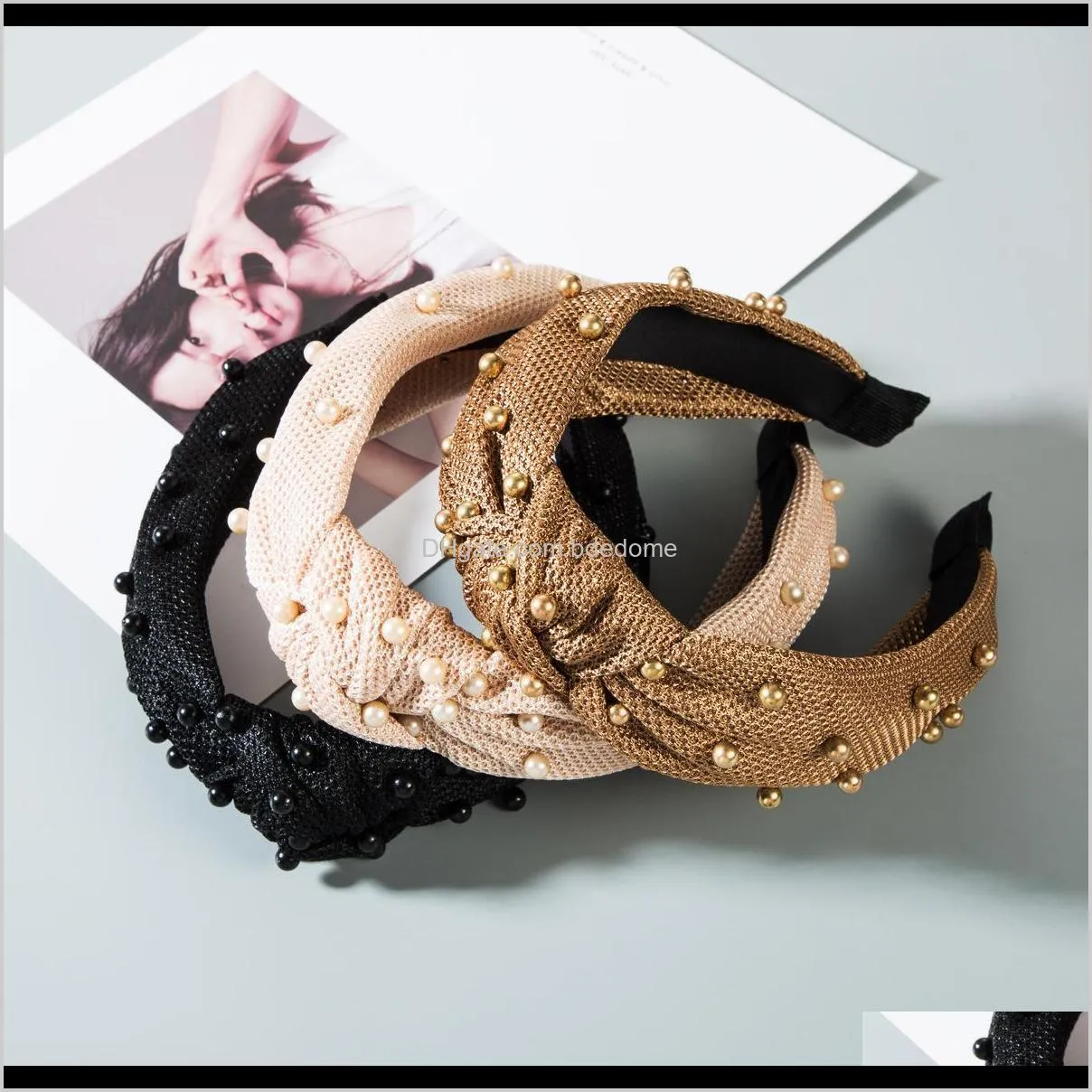 korean fashion fashion pearl velvet bow headband, pearl headband, wide brim headband, mesh headband