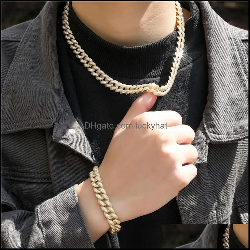 Iced Out Bubble Cuban Link Bracelet 5A Cubic Zirconia For Men Fashion Hip Hop Jewelry Gifts Link, Chain