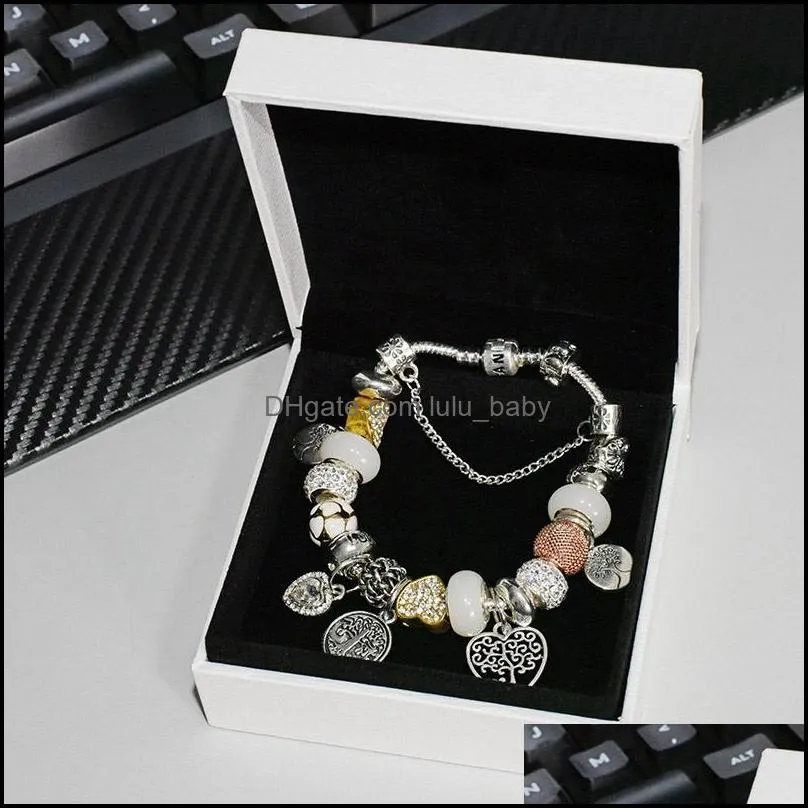 Charmarmband smycken högkvalitativ glamour lämplig för pandora sier pläterad diy pärlstav pendelle armband original lådan set droppleverans 202