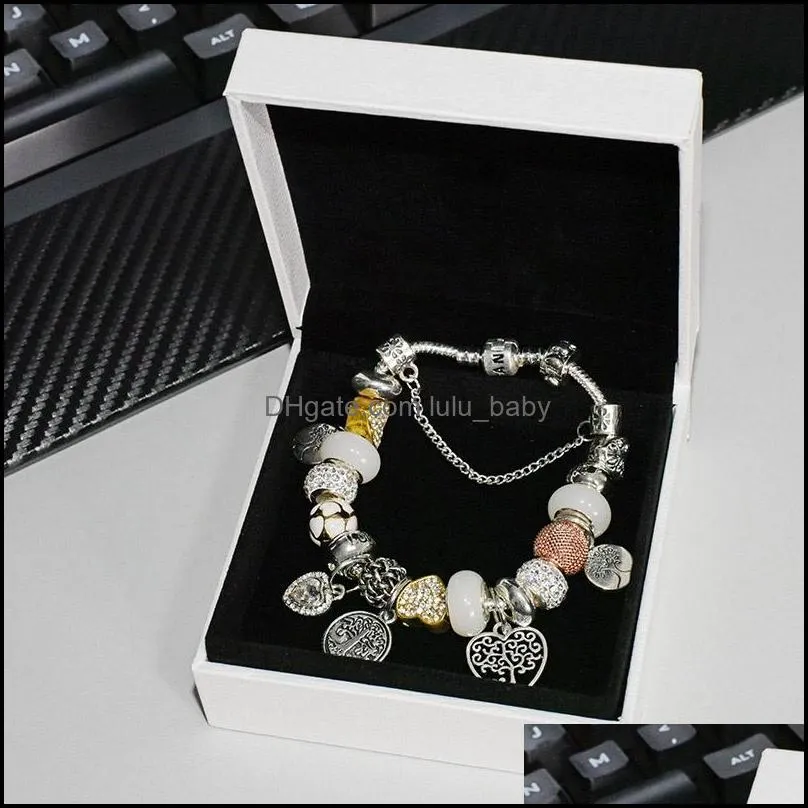 Charm Bracelets Jewelry High Quality Glamour Suitable For Pandora Sier Plated Diy Beaded Pendant Bracelet Original Box Set Drop Delivery 202