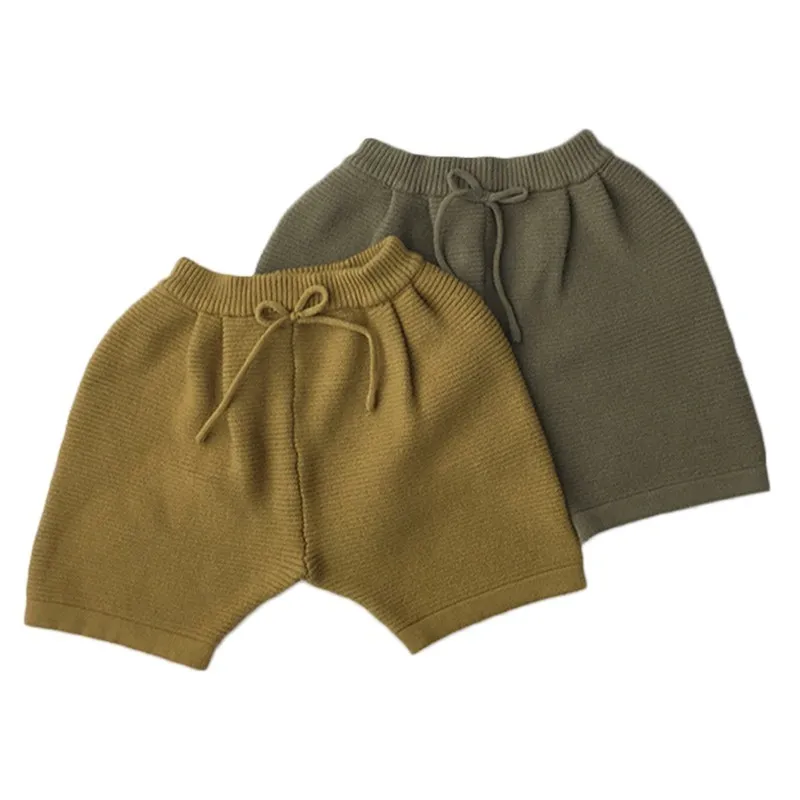 Bébé garçons filles pantalons courts printemps automne enfant en bas âge enfants tricotés shorts couleur unie genou longueur enfants harem shorts 210413