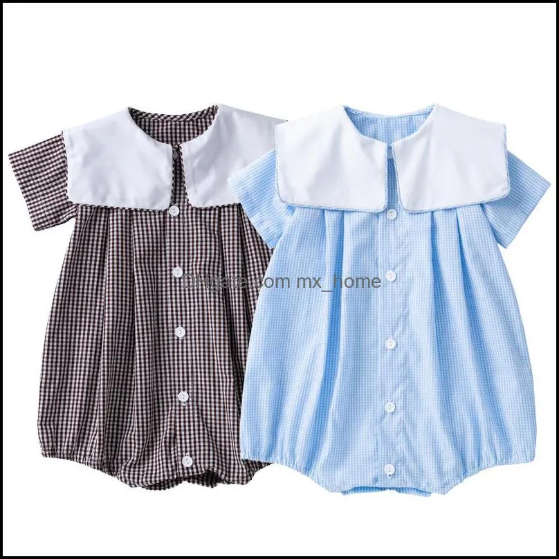 kids Rompers Girls boys Floral Plaid Romper Onesies infant Toddler lattice Jumpsuits summer Fashion baby Climbing clothes Z4878