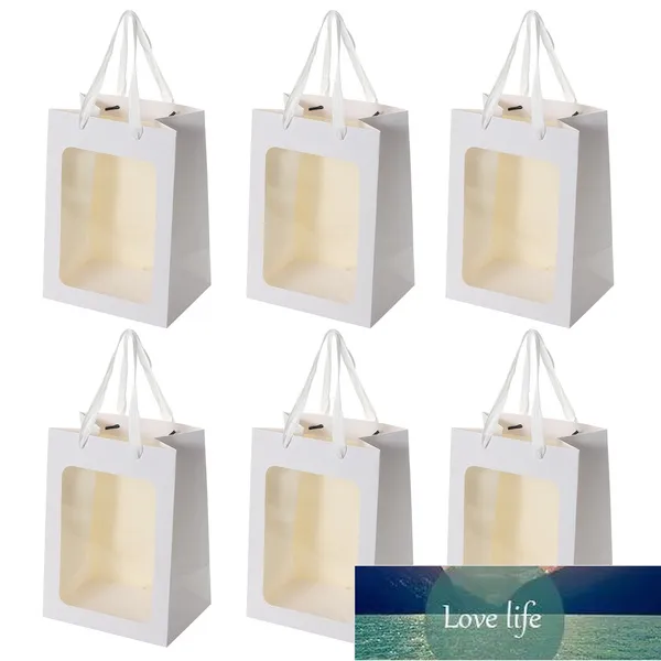 Bolsas de regalo de 6 piezas, [Ventana transparente] Bolsas de embalaje de papel con mango para fiesta de bodas Fiestas de cumpleaños Joyería 20 * 16 * 30 cm