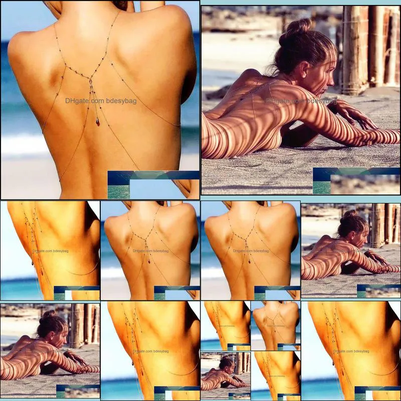 Beautiful Back Sexy Inlaid Zircon Chain Texture Simple Female Body Chain Bikini Beach Chain Nude Chains Sexy Jewelry