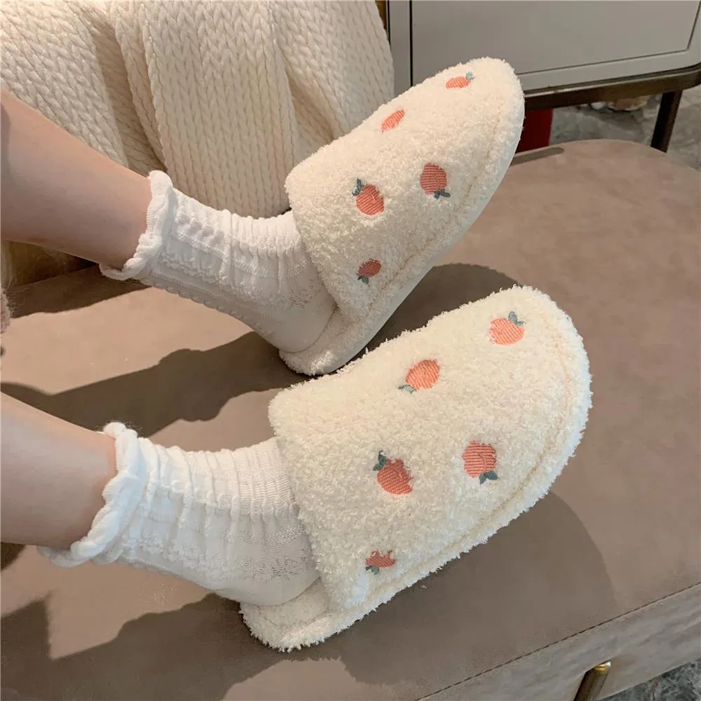 Autumn and winter cotton slippers female fashion lovely home plush indoor warm light mute shoes Factory direct sale
