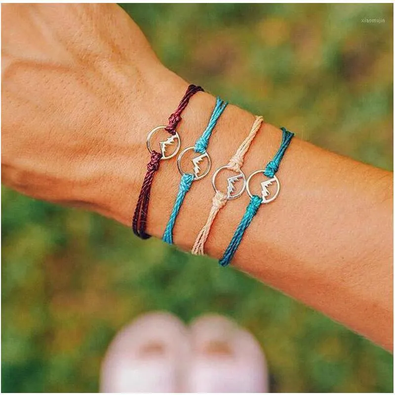 Charm Bracelets Geometric For Women Round Rope Cutout Tether Friendship Bracelet Adjustable Jewelry