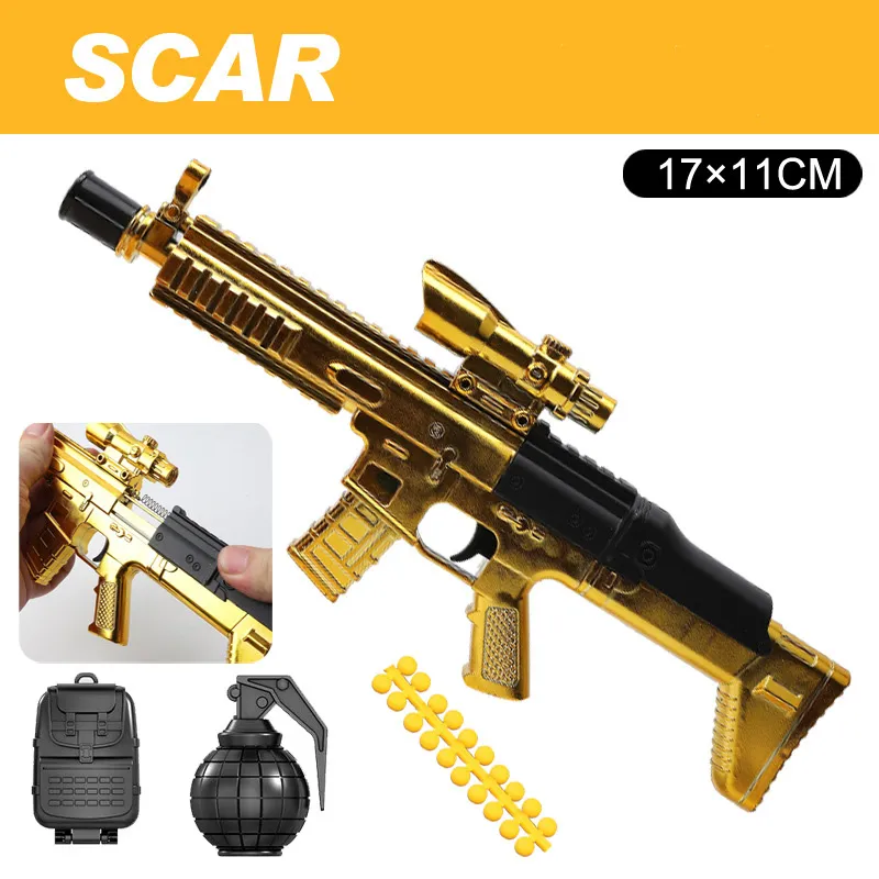 Mini SCAR Toy Gun Gold Barrett Sniper Rifle Military Model Pistol With Soft Bullets for Boys Gifts Outdoor Game