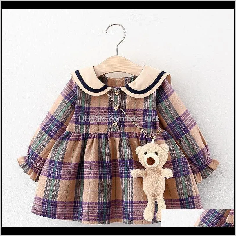 2020 Fall Newborn Baby Girl Dress Clothes Toddler Girls Princess Plaid Birthday Dresses For Infant Baby Clothing 0-2y Vestidos