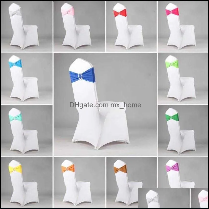 Sashes Colorful Stretch Chair Back Hoop Free Bow For Wedding Bowknot Banquet Elastic Festival Supplies Party Decoration Cover el 16 Colors