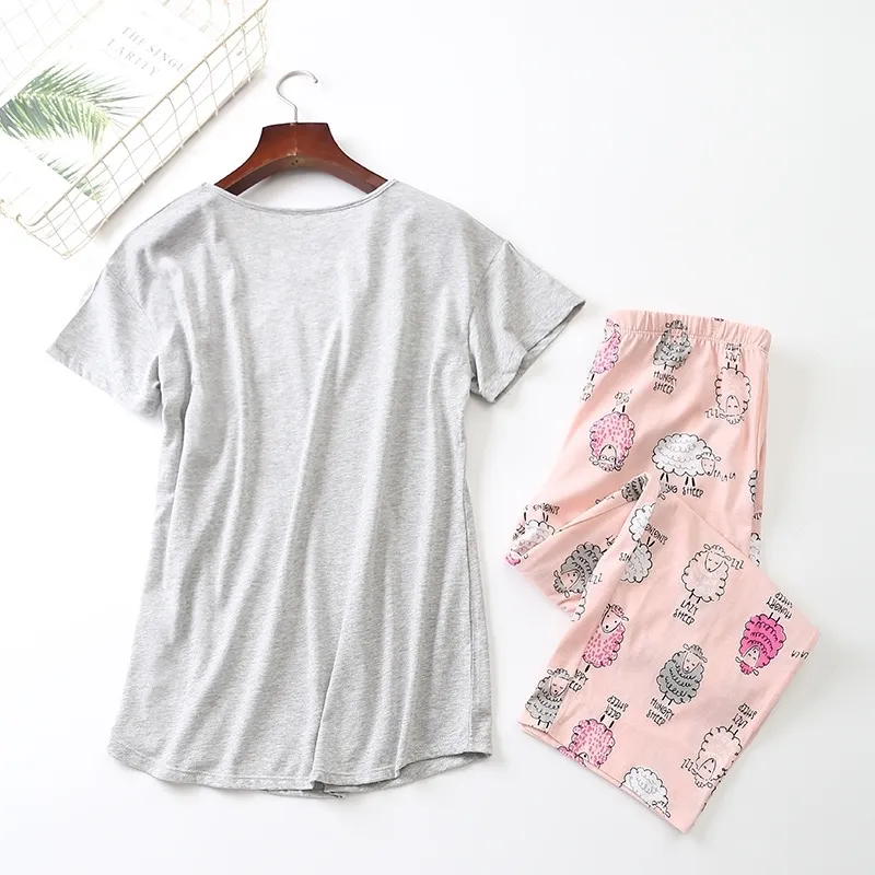LYCY Women 100% Cotton Short Pajama Set, Cute Button Down