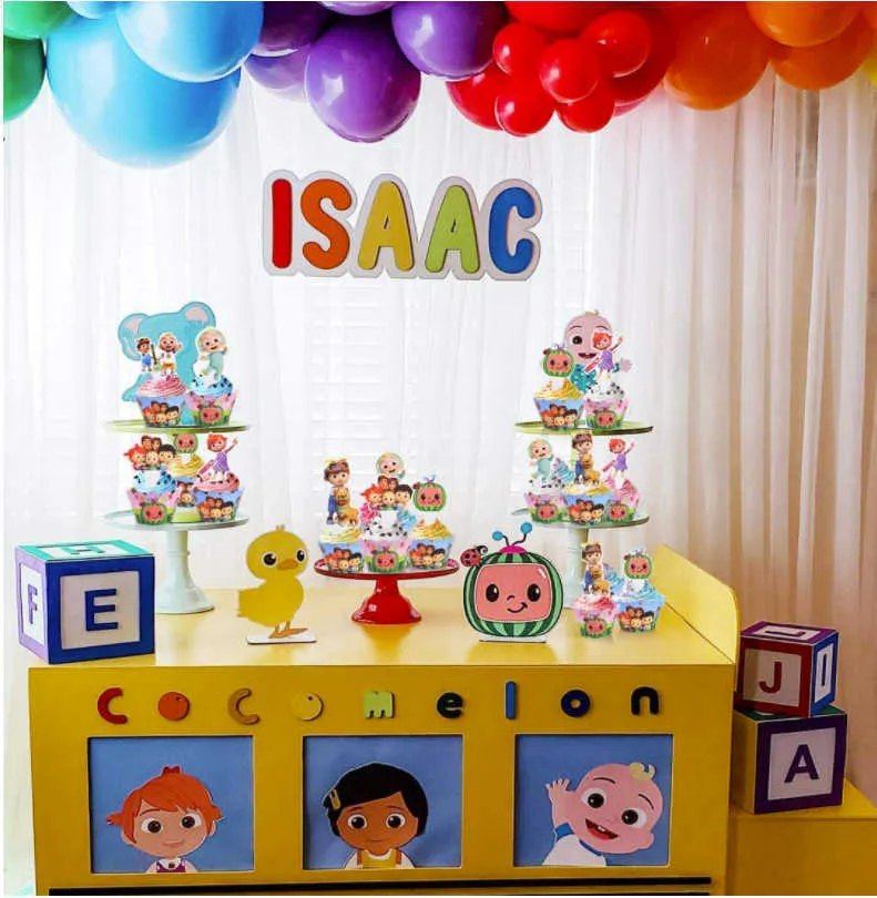 Buon Compleanno Cocomelon Cartoon Childrens Cake Bandiera