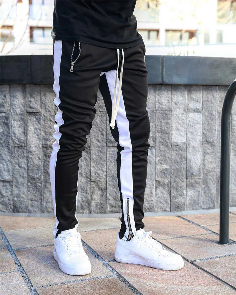 Mens Black Gym Jogger Track Pants Casual Fitness Sportswear Bottoms With Skinny  Sweatpants Side Stripe Trousers 211006 From Cong02, $14.54 | DHgate.Com