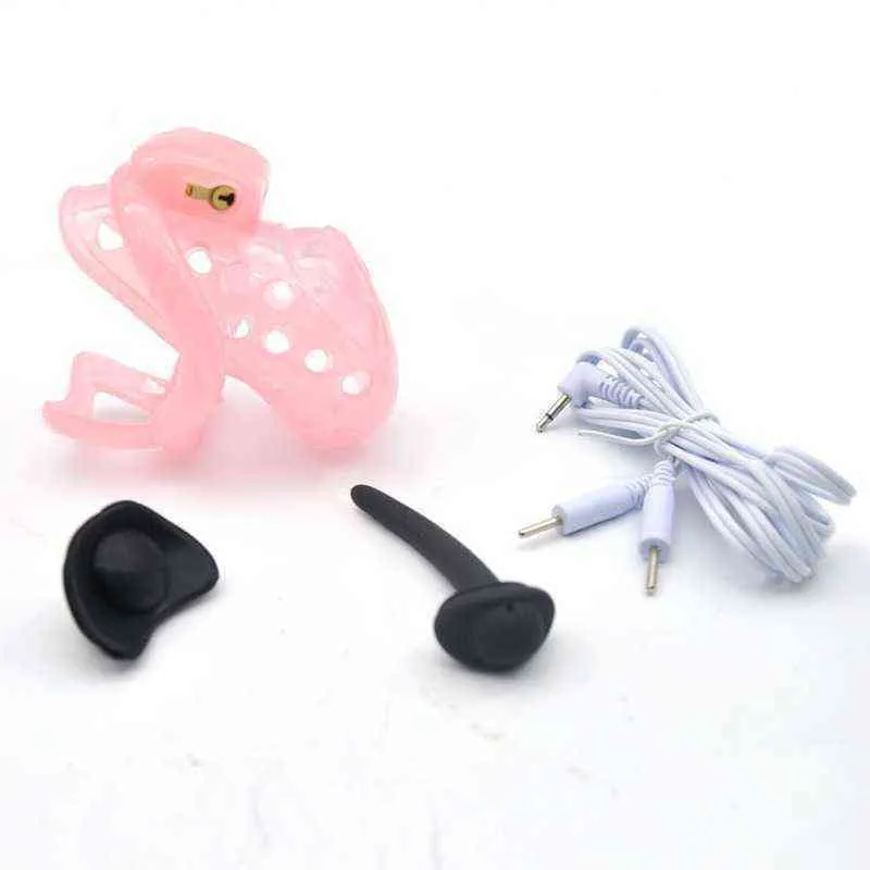 NXY NXY Cockrings E-Stimulation Chastity Cock Cage Electric Shock Plast Penis Ring Ball Lock Electro BDSM Restraint Sex Leksaker för Man 1127