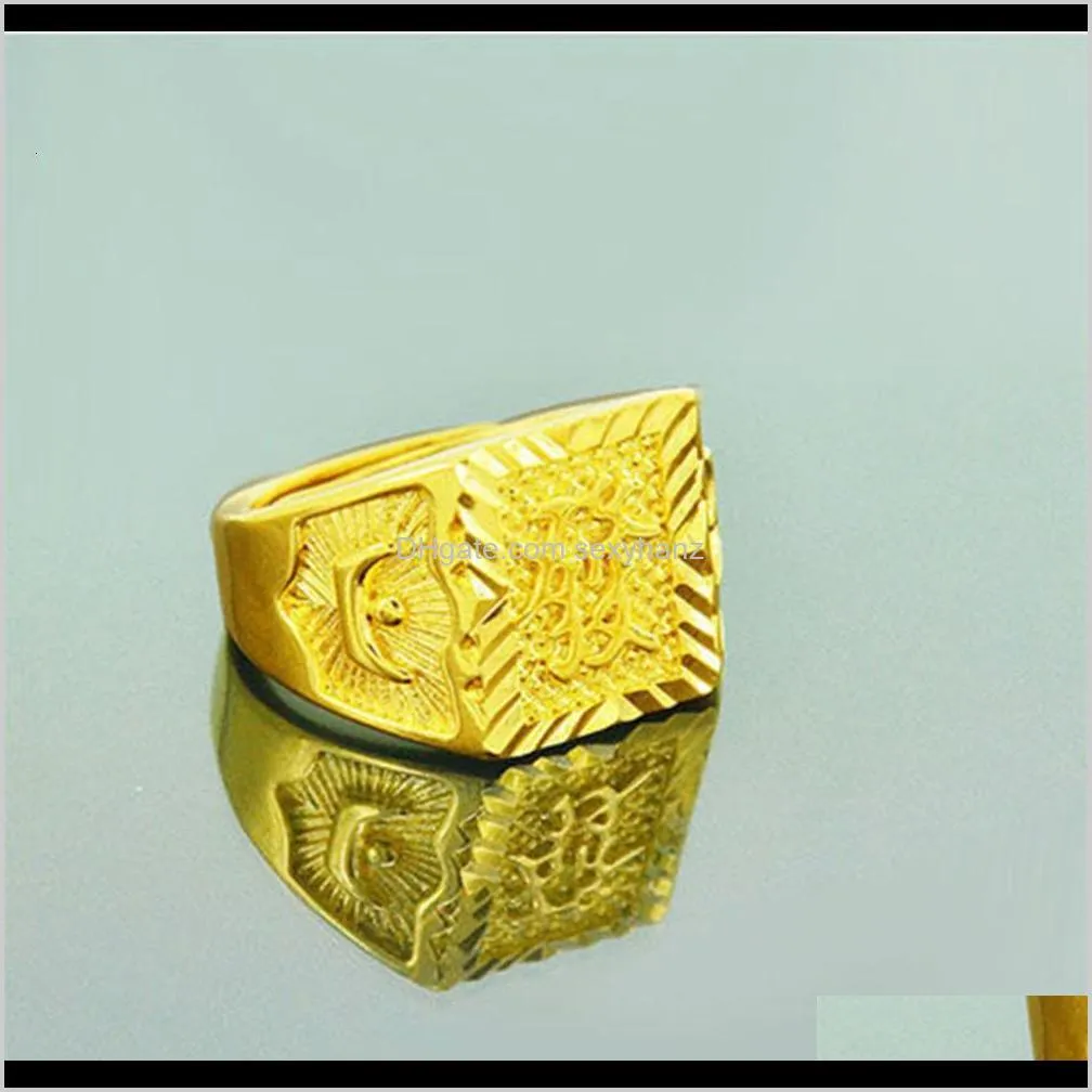 vietnam shajin engraved with 999 domineering ring, brass plated, long lasting men`s ring