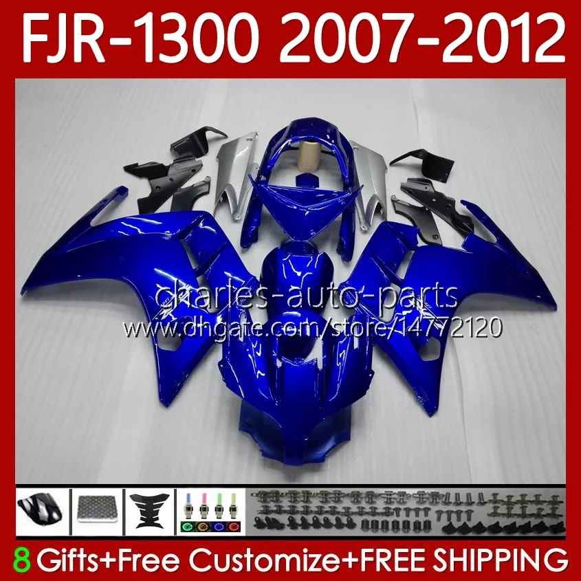 OEM Bodywork For YAMAHA FJR-1300 FJR 1300 A CC FJR1300A 01-12 Moto Bodys 108No.0 FJR1300 07 08 09 10 11 12 FJR-1300A 2007 2008 2009 2010 2011 2012 Fairing Kit Glossy Blue