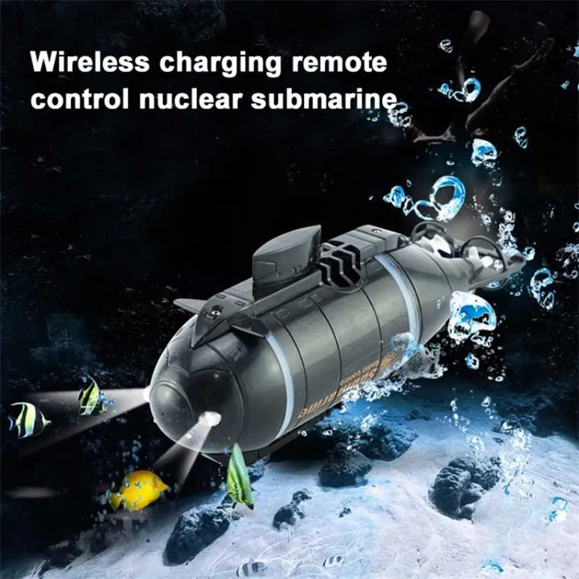 2.4G Wireless Six Way Control Remoto Submarino Submarino Barco eléctrico Modelo RC Boat Pesca Bait Toys 220107