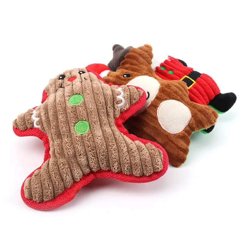 Christmas Plush Interactive Dog Squeaky Toys Puppy Gifts Molar Doll Reindeer Santa Claus Shape Xmas Present