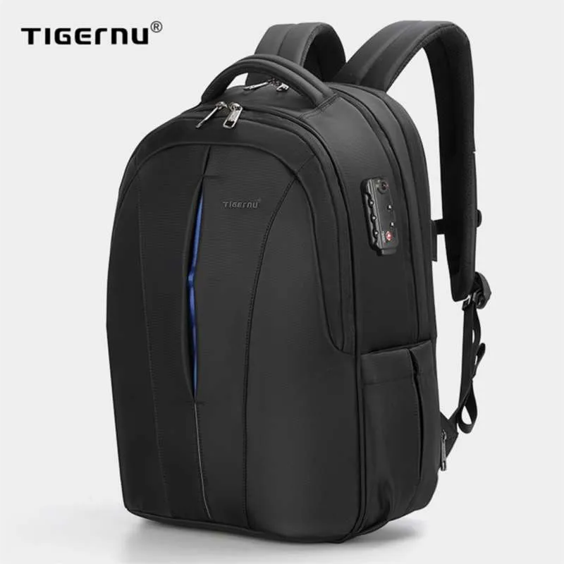 Tigernu Splashproof 15.6inch Laptop Backpack NO Key TSA Anti Theft Men Backpack Travel Teenage Backpack bag male bagpack mochila 210929