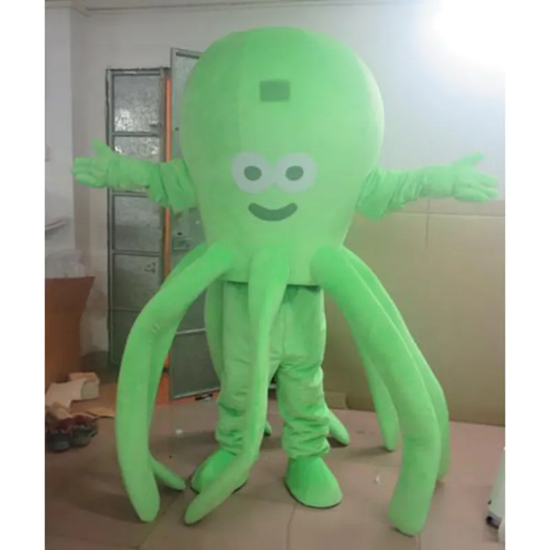 Costume de mascotte de pieuvre verte d'Halloween de qualité supérieure personnaliser le personnage de thème d'anime de bande dessinée Taille adulte Carnaval Robe de soirée fantaisie de Noël