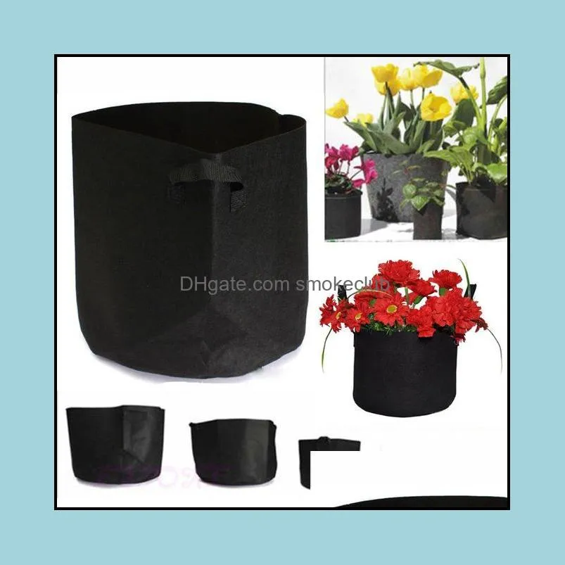 Round Fabric Pots Plant Pouch Root Container Grow Bag Aeration Pot Container Garden Planters Pots