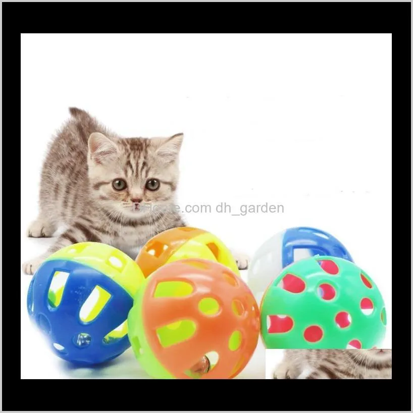 pet toys hollow plastic ball pet cat ball toy with bell cute bell voice plastic interactive ball tinkle puppy playing toys sn2402