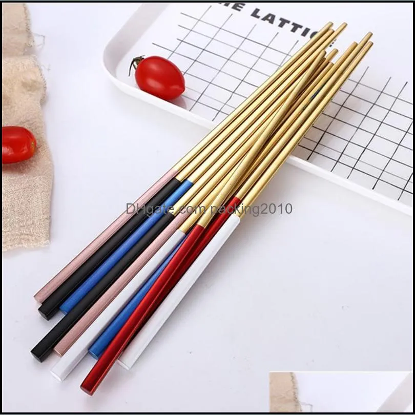 304 Stainless Steel Non Slip and Anti Scald Square Chopsticks for Household Restaurant Hotel Kitchen Accessories