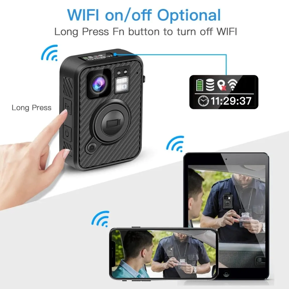 F1 Polis Kamera Mini WiFi Bodycam 1440p Yıpranmış Kameralar Kanun İcra 10 H Kayıt Gece Görüş DVR Kaydedici GPS