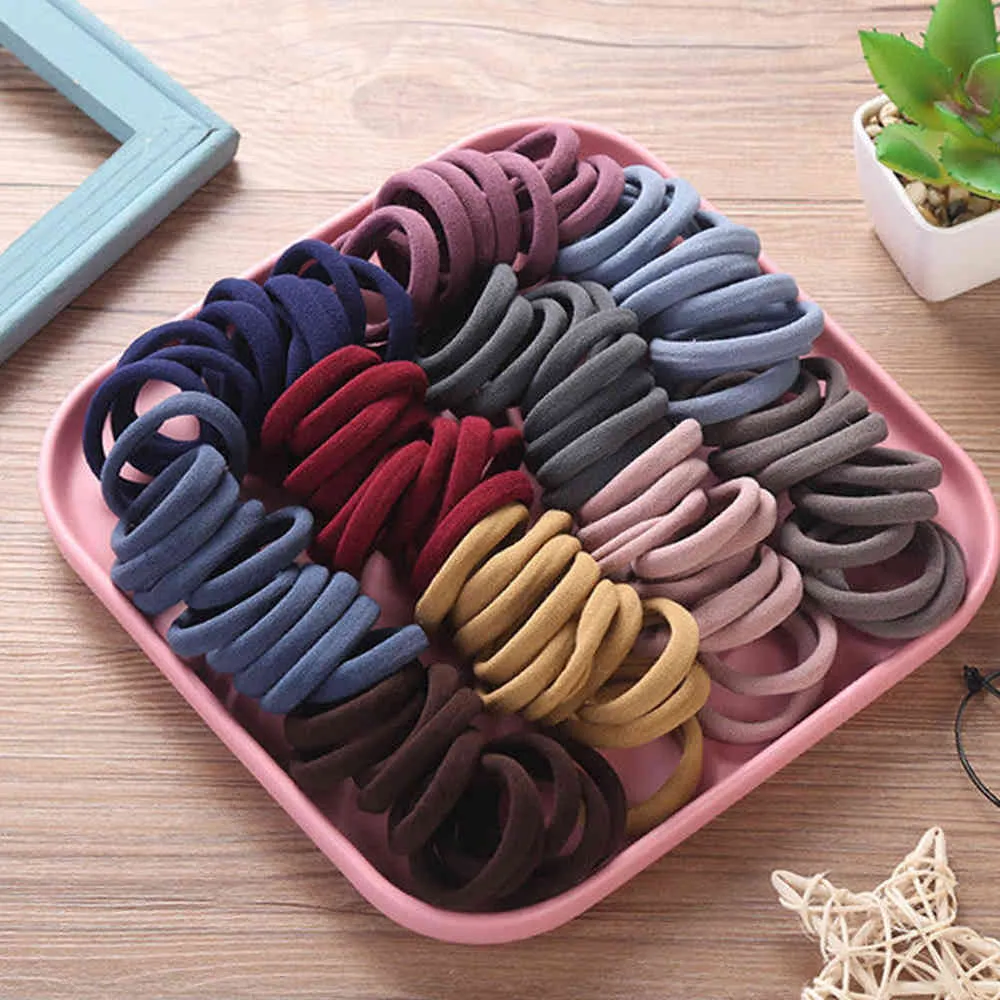 25/50 pièces élastiques en coton pour femmes doux coloré élastique enfants accessoires coiffure cheveux cravates