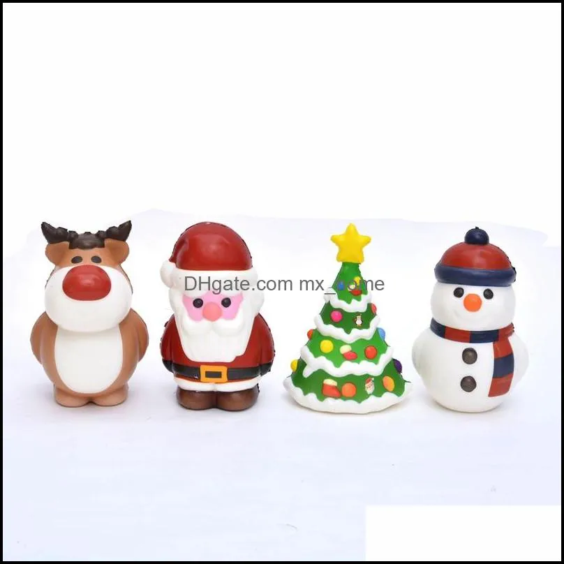 Kawaii Christmas Squishy Toy Santa Claus Snowman Xmas Tree Shaped Slow Rising Cream Scented Stress Relief Toy Novelty Gift Decor DBC