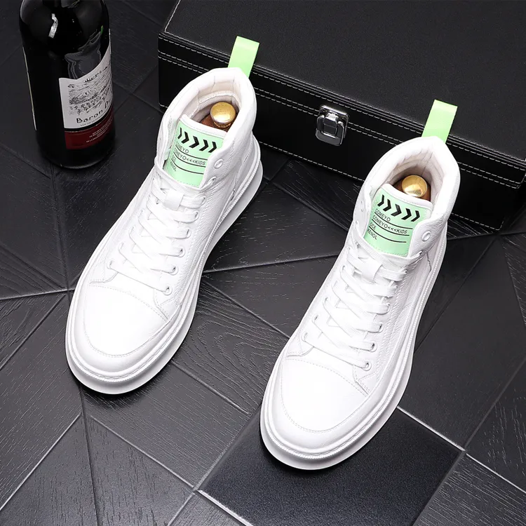 Men High-Top Board Boots PU Leather Male Casual sneakers Luxury Designer Nightclub Party Shoes Breathable Comfy Footwear B151