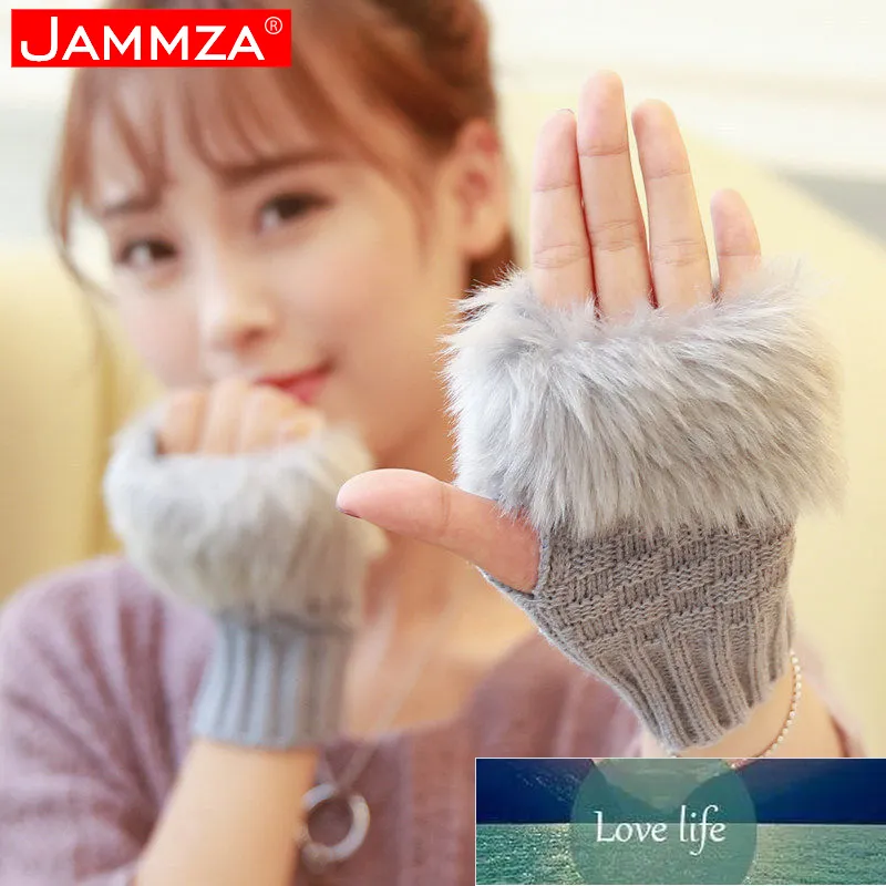 Peluş Kaşmir Kadın Eldiven Kış Yarım Parmaklar Örme Dokunmatik Ekran Sıcak Çizgili Tutun Moda Bayanlar Faux Kürk Soğuk Geçirmez Fabrika Fiyat Uzman Tasarım Kalitesi