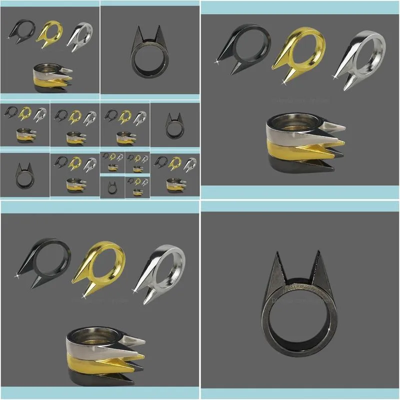 Cat Ear Self-defense Ring Stainless Steel Safety Survival Edc Tool Defensive Ring For Women Men Cute Kitty Wholesales