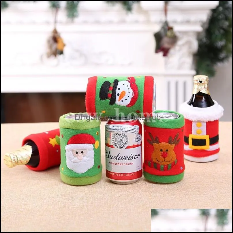 Creative Christmas Decorations Brushed Fabric Beverag Wine Cover Coke Soda Bottle Covers