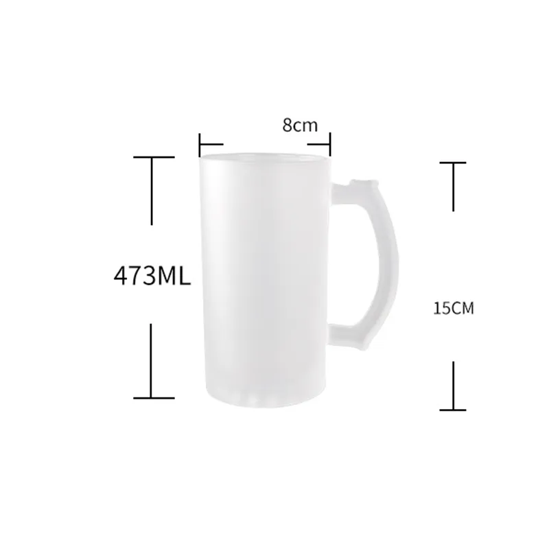 Sublimation Blank Wine Glasses Heat transfer Transparent Frosted Glass Beer Steins Creative Personality DIY Mug Household Bar Supplies 16oz