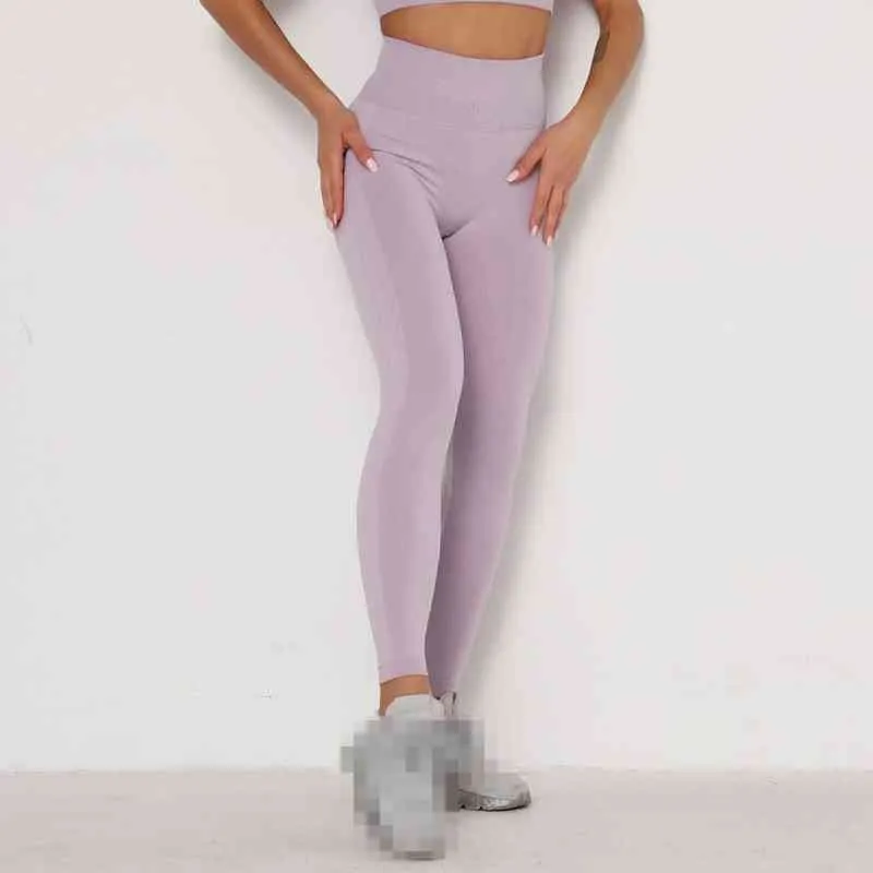 Wiosna kobieta Bezszwowe Sportowe Legginsy Wysokiej Talii Tummy Control Gym Pantalones De Mujer Slim Running Fitness Yogan Spodnie 210514