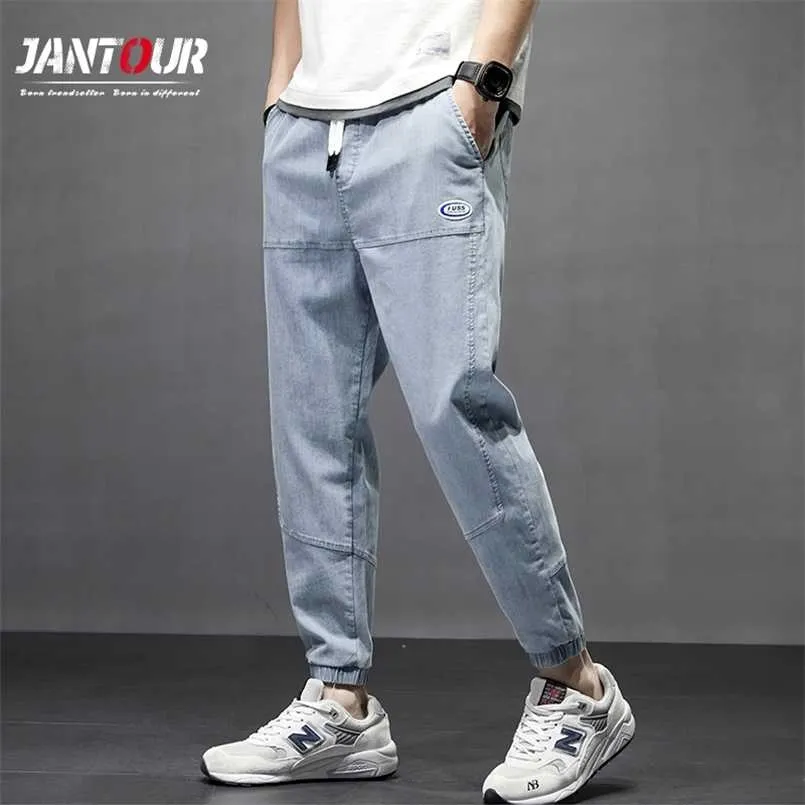 Jantour Marka Jesień Zima Męskie Naśladuj Jeans Jogger Harem Denim Grube Spodnie Cargo Hip Harajuku Spodnie bawełniane Mężczyzna 3 4xl 211112