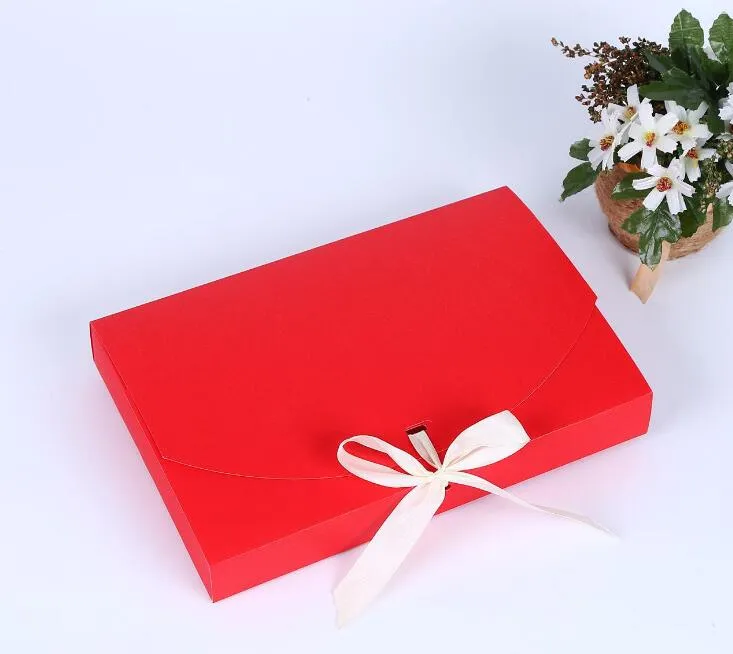 26x17.5x3.5cm Large Gift Box Cosmetic Bottle Scarf clothing Packaging Color Paper with ribbon Underwear packing