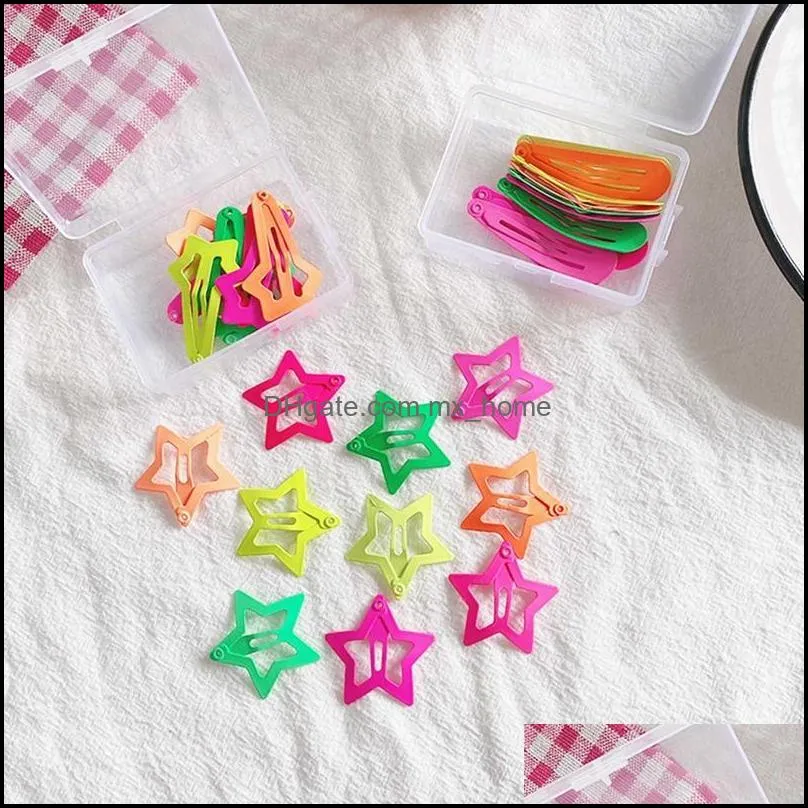 Hair Accessories 4pcs/lot Geometric For Girls Kids Candy Color Matte Clip Children Star Pins