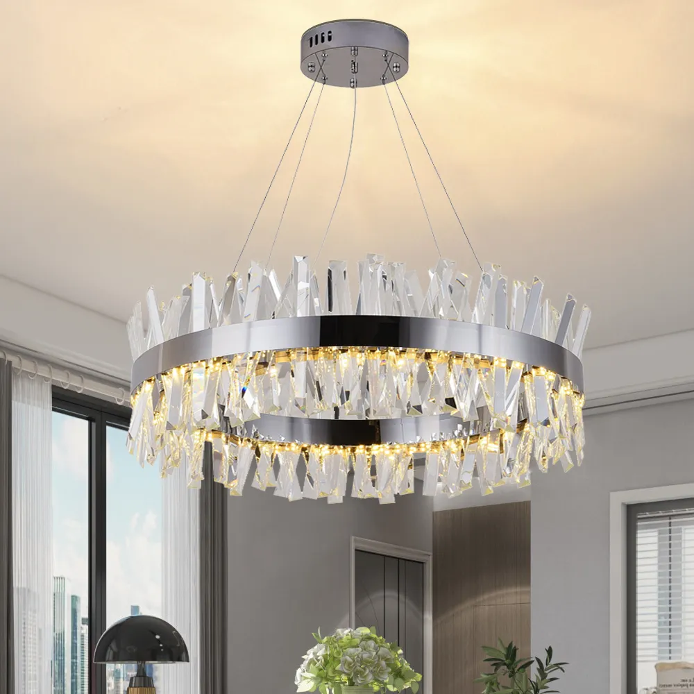 Moderne Crystal Kroonluchter Lampen voor Eetkamer Rechthoek Design Keuken Island Verlichtingsarmaturen Chrome LED Cristal Luster