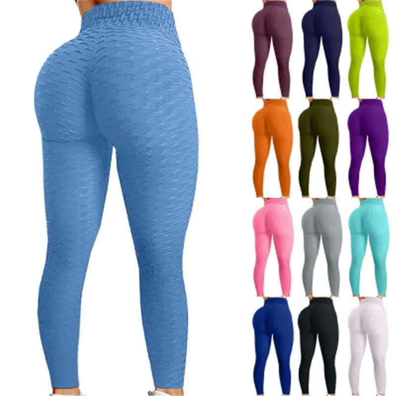 Womens Jacquard Hip Bubble Pants Fashion Trend Elasticity Sports Yoga Skinny Legging Designer Spring Female Fitness Casual Slim Trousers