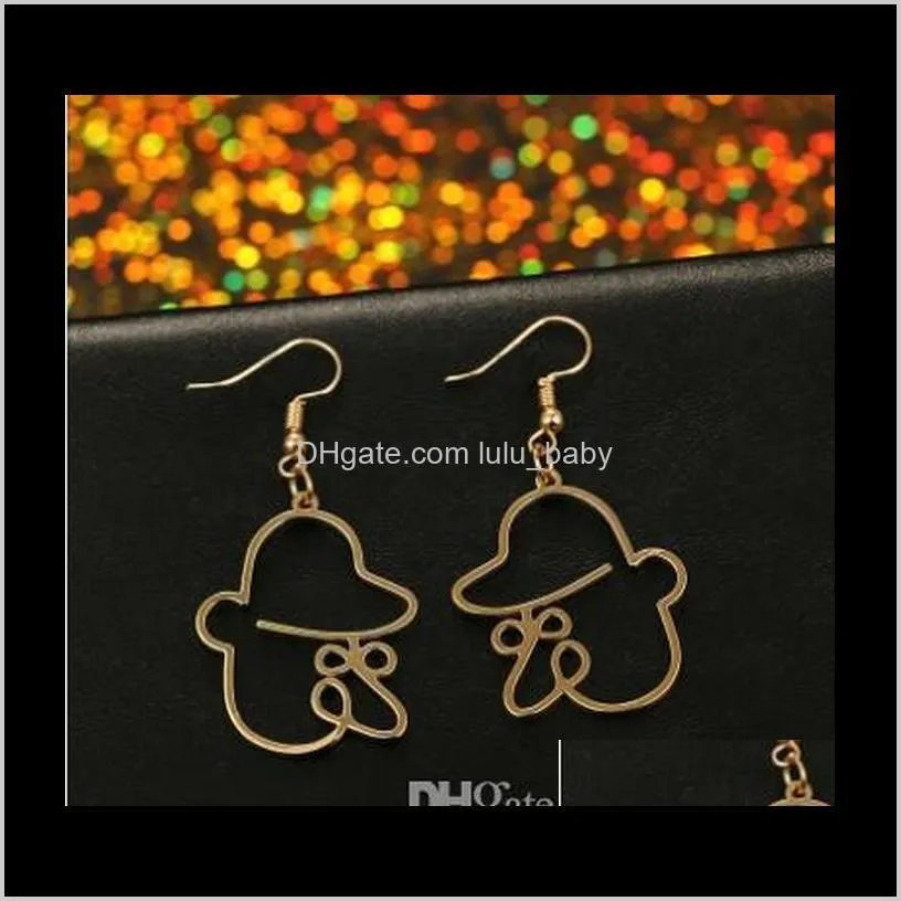 Abstract Clown Earrings Big Nose Gold Plated Stud Earrings Metal 3D Girls & Ladies Dangle Earrings