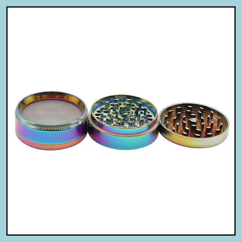 Rainbow Grinders Zinc Alloy Metal Grinders 40/50/55/63mm Diameter 4 Parts Herb Grinders Smoking Accessories CA11840 30pcs